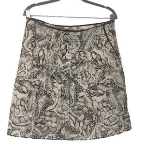 Eddie Bauer Cotton Floral Print A-Line Skirt Lightweight Brown White Size 6 90's